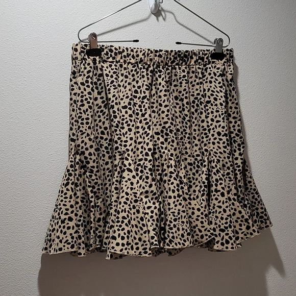 🔥 SALE LEOPARD ANIMAL PRINT SHEER GAUZE PEPLUM FLOATY FLARED MINI SKIRT XXL - Picture 11 of 12